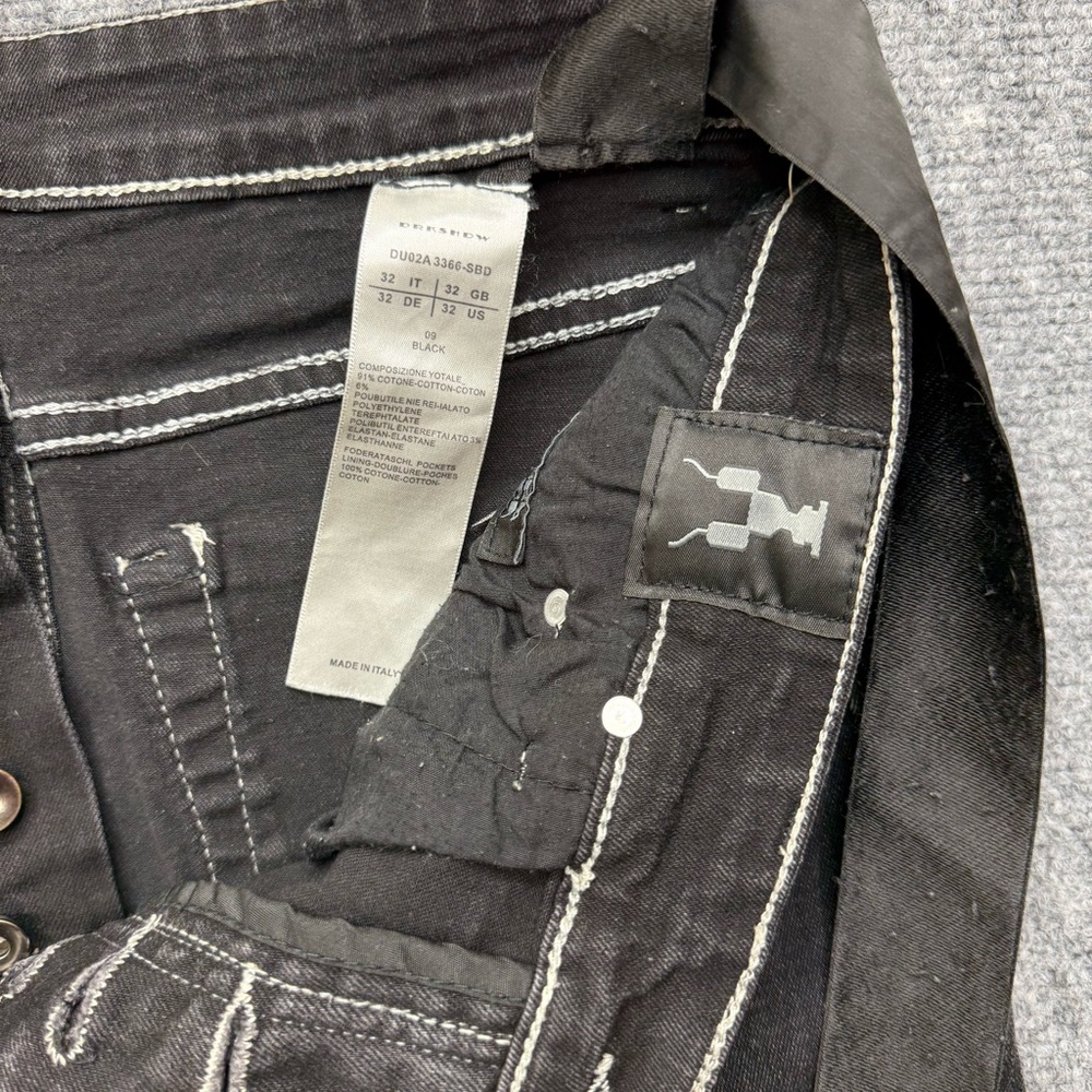 Rick Owens DRKSHDW Detroit Cut black buttonfly jeans men's size 32x31 distressed - Picture 5 of 14